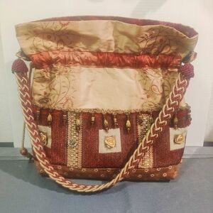 L. Lee Gallery Handmade Bag Boho Beaded Roses Exquisite Detail ONE OF A KINDMint